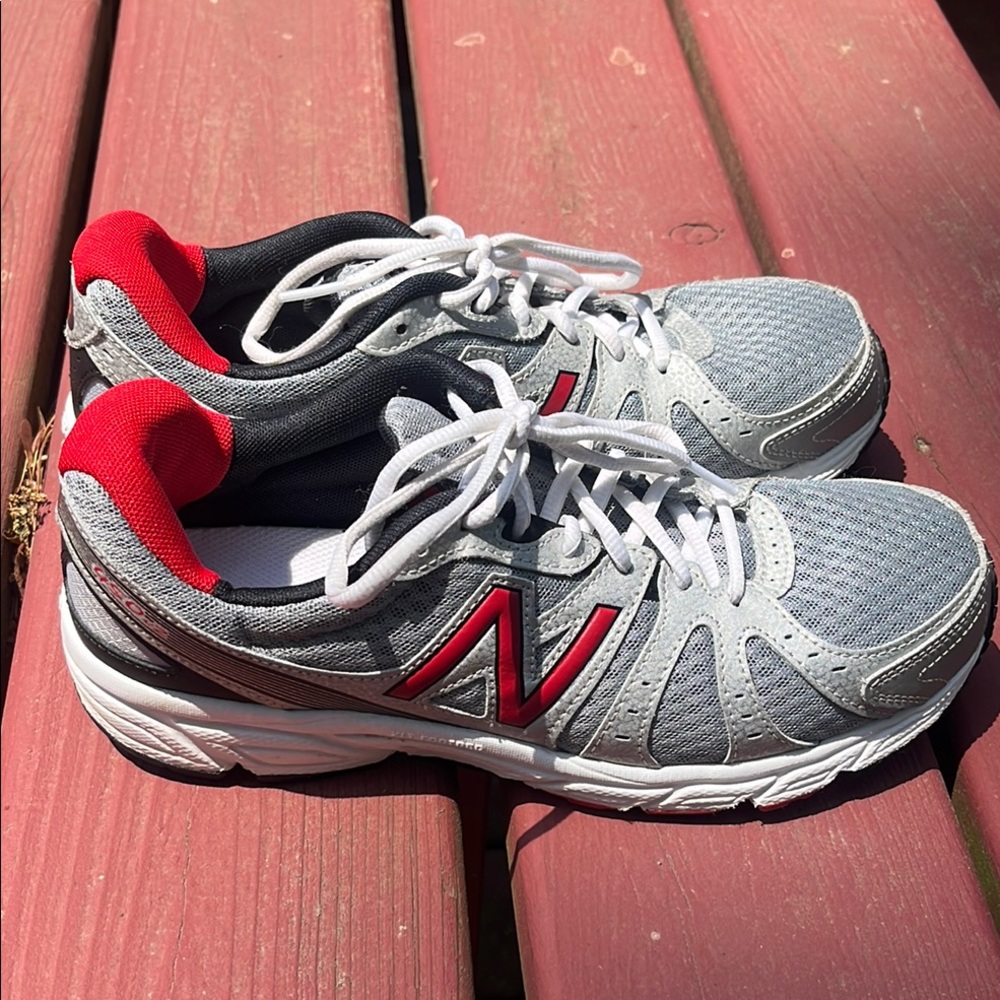 New Balance Gray and Red Athletic Shoes